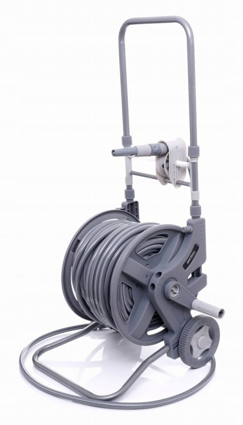 WĄŻ OGRODOWY NA STOJAKU 45+2m PISTOLET ZRASZACZ ZWIJACZ WÓZEK KD2078