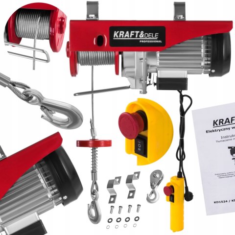 WYCIĄGARKA ELEKTRYCZNA WCIĄGARKA LINOWA 1300W 800KG PILOT STERUJĄCY KD1526