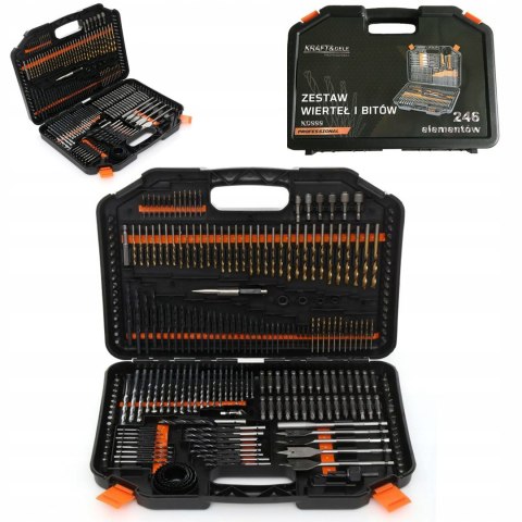 Zestaw Bitów i Wierteł Drewna Betonu Walizka Kraft&Dele 246 Elementów
