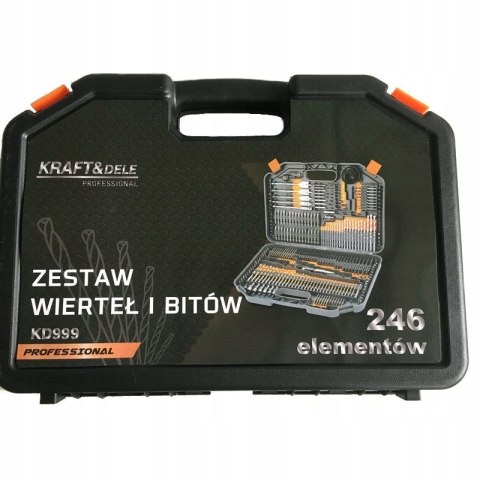 Zestaw Bitów i Wierteł Drewna Betonu Walizka Kraft&Dele 246 Elementów