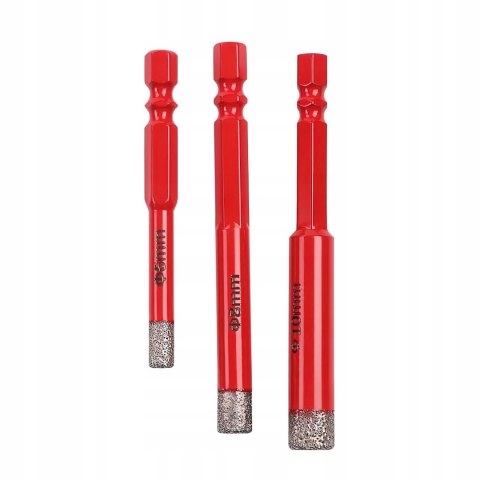 Zestaw Otwornic Wierteł Diamentowych Gresu 3 Sztuki HEX 6/8/10mm Kraft&Dele