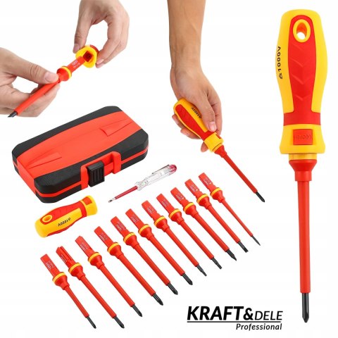 Zestaw Śrubokrętów Izolowanych Elektrycznych 14 Elementów Kraft&Dele