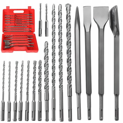 Zestaw Wierteł i Dłut 17 Elementów SDS+ Kraft&Dele