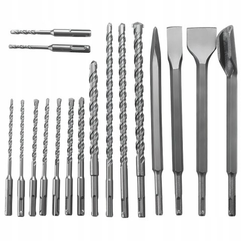 Zestaw Wierteł i Dłut 17 Elementów SDS+ Kraft&Dele