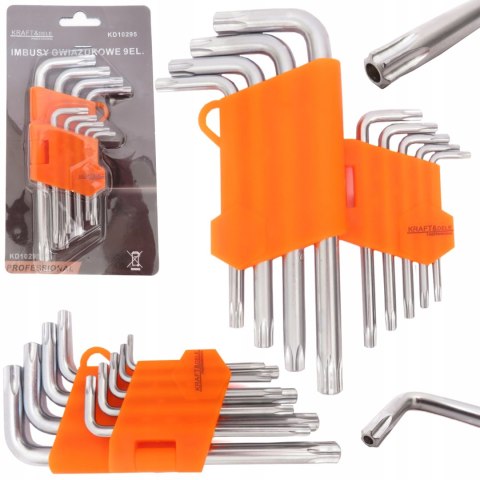 KLUCZE TORX IMBUSOWE 9 ELEMENTÓW IMBUSY ZESTAW KLUCZY T10-T50 KD10295