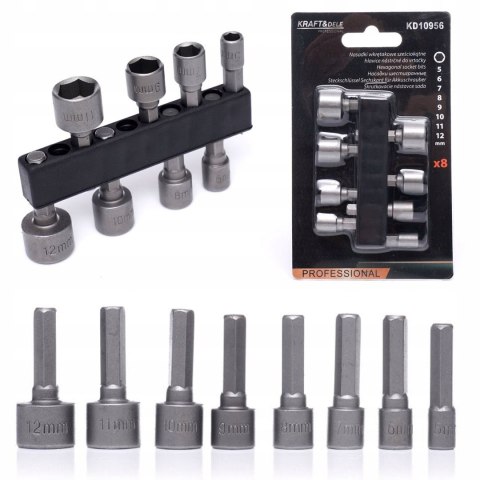 Nasadki do Wkrętarki Sześciokątne 8 Elementów 5-12 mm Kraft&Dele