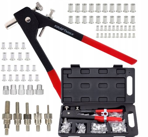 Nitownica Ręczna do Nitonakrętek M3-M8 Zestaw 106 Elementów Kraft&Dele