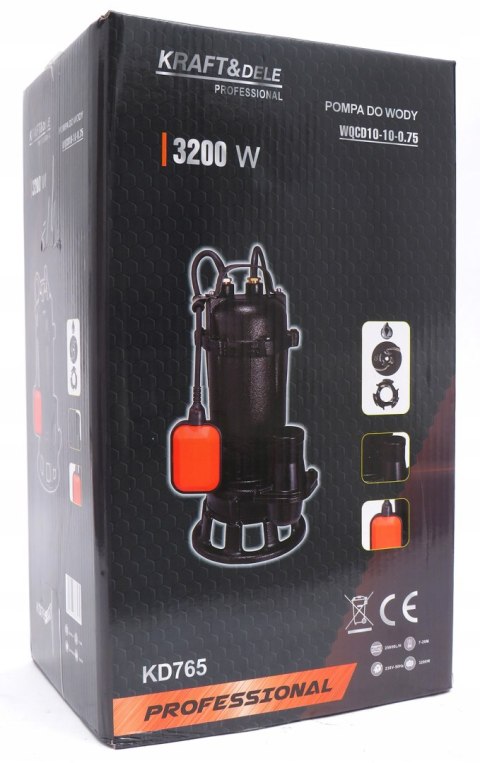 POMPA ZATAPIALNA DO BRUDNEJ WODY SZAMBA Z ROZDRABNIACZEM I PŁYWAKIEM 3200W