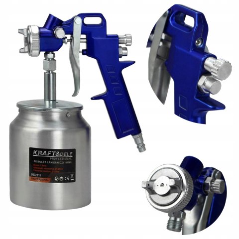 Pistolet Lakierniczy 600ml 5 bar 3 Dysze 1,3-1,8 mm 90-170 l/min Kraft&Dele