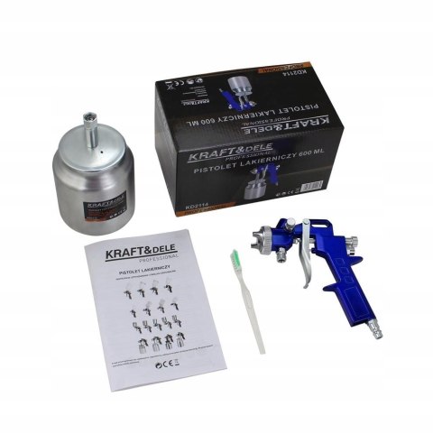 Pistolet Lakierniczy 600ml 5 bar 3 Dysze 1,3-1,8 mm 90-170 l/min Kraft&Dele