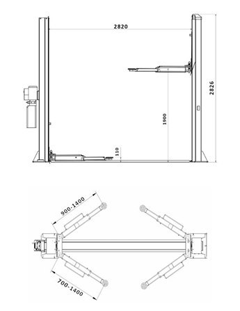 Podnośnik Dwukolumnowy Automat KRAFT&DELE 4 TONY Symetryczne Długie Łapy