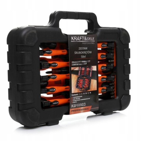 ZESTAW ŚRUBOKRĘTÓW I BITÓW 58 ELEMENTÓW WALIZKA KD10903