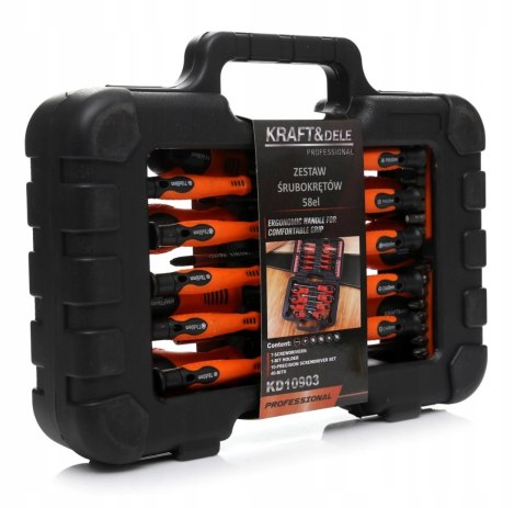 ZESTAW ŚRUBOKRĘTÓW I BITÓW 58 ELEMENTÓW WALIZKA KD10903